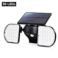 OUSFOT Solar Motion Sensor Lights Outdoor, 56 LED Solar Security Lights Dual Head Spotlights Waterproof 360-Degree Adjustable Solar Wall Lights