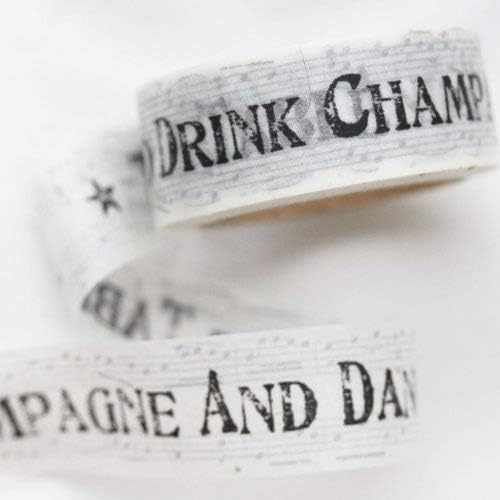 East of India Washi Tape Time To Drink Champagne And Dance on The Table Newspaper Vintage Style 10m