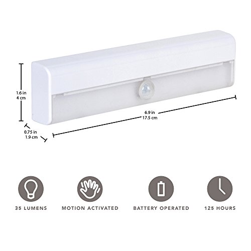 Brilliant Evolution Wireless LED Stair Lights with Motion Sensor - 3-Pack Battery Operated Night Light for Indoor Stairs, Hallways, and Closets - Stick On Motion Lights - 3000K Warm White - 7x2-Inch