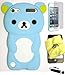 Bukit Cell 3D Cartoon Bundle 4 Items: Baby Blue Bear Soft Silicone Case for iPod Touch 6 6th Generation / 5 5th Generation + Cleaning Cloth + Screen Protector + Metallic Stylus Touch Pen