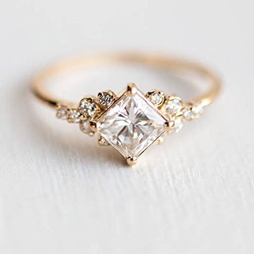 Pikul giftshopPikul giftshop Dazzling Princess Cut White Sapphire 18K Rose Gold Ring Wedding Jewelry Sz 6-10 (10)