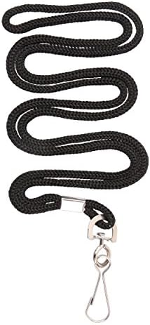 Premium Bulk Lanyards by FANTA5TIC - 100 lanyards unit pack - Round Black Lanyard 36" with Swivel Hook - Perfect for ID holder,name badge holder, VIP Events, Tradeshows