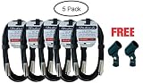 5 Pack Studio Z Microphone Cable Pack 20 FT Mic Cables 5 XLR Low Z Balanced Audio Male To Female Oxygen Free Braided Copper 3 Pin Built To Last Plus 2 Free Microphone Holders