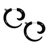Fake Spiral Black Taper Acrylic Earrings 16 Gauge Studs Wild Tribe Faux Taper - 2G Gauges Look 2 Pieces