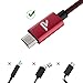 RAMPOW Micro USB Cable [3.3ft, 2-Pack] - QC 3.0 High Speed Android Charging Cable-Compatible with S9/S7/S6, Sony, HTC, Motorola, Kindle, LG and More-Red