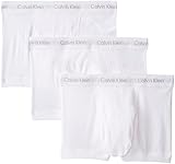 Calvin Klein Men's Underwear Cotton Classics 3 Pack Trunks, White, Large