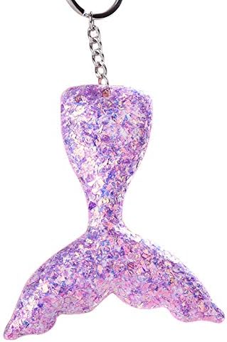 gfjhgkyu Sequins Decor,Mermaid Tail Shape,Key Holder Fashion Sequins Mermaid Tail Key Ring Holder Keychain Bag Car Hanging Pendant - Purple
