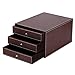 MyGift Executive 3-Drawer Leatherette Office Filing Document Cabinet Drawer Box, Brown