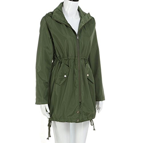 Women Coat, Gillberry Women Rain Jacket Waterproof Hooded Zip Lightweight Trench Coat Windbreaker (Green, S) - Thumbnail 3