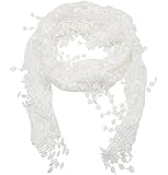 Meta-U Women's Triangle Scarf - Floral Print On Sheer With Lace Tassels - Small Shawl and Waist Belt - A Fashion Accessory