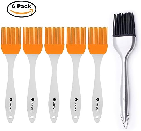 UETECH Basting Brush, Pastry Brush, 6 Piece High Temperature Resistant Silicone Oil Brush for Grilling Marinating Baster and Barbecue Utensil Desserts Baking