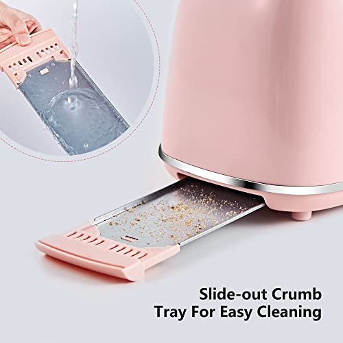 REDMOND 2 Slice Toaster Retro Stainless Steel Toaster with Bagel