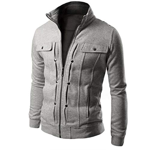 Clearance!Fashion Men‘s Slim Pure Standing Collar Designed Lapel Cardigan Coat Jacket
