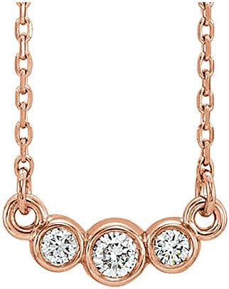 Dream Gem 14K Graduated Bezel Set 1/8 CTW Diamond 16-18" Necklace (Rose Gold)