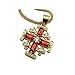 Nazareth Store Gold Plated Silver Catholic Jerusalem Cross Pendant Red Garnet Crystal Stone Necklace 20