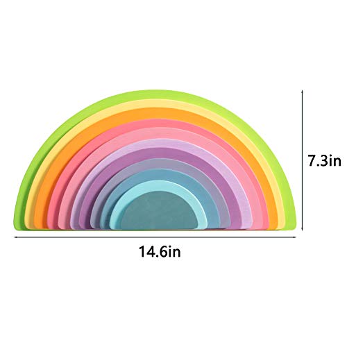 MerryHeart Wooden Pastel Rainbow Semicircles Stacker, 11Pcs Rainbow