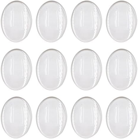 Dcatcher 12 Pieces Glass Dome Cabochons Clear Oval Cabochons Tiles Cameo for Pendants Photo Jewelry Rings Necklaces