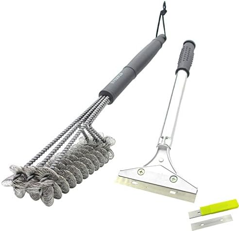 Bristle Free Grill Brush and Scraper Set, Safe Barbecue Grill Cleaner, BBQ Grill Grates Cleaning Tool