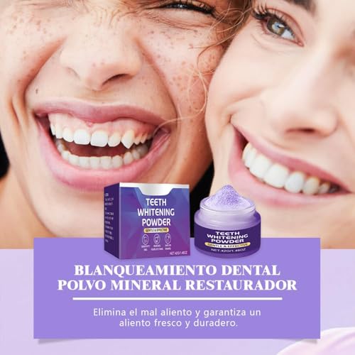 Professional Teeth Whitener, Teeth Whitening Powder, Effective to Strengthen Teeth and Gums, Long Lasting Teeth Whitening, Gentle for Sensitive Teeth, Removes Years of Stains (Purple1227)