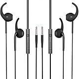 OUCOMI 2 Packs of Wired In Ear Headphones Iphone Headphones with Microphones Black