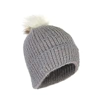 Elliott and Oliver Co. Urban Winter Ultra Soft Chenille Warm Furry Chunky Knit Stretch Cuff Beanie Hat with Faux Fur Pom