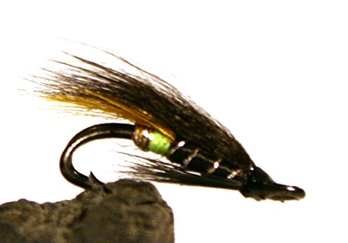 ICE-FLIES-Salmon-Fly-Green-Butt-Black-Bear-Double-Hook-3-pack-Fly-Fishing-Fly