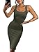 BEAGIMEG Women's Sexy Bodycon Sleeveless Basic Solid Casual Tank Club Midi Dress Olive