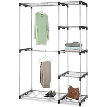 Amazon.com: Whitmor Double Rod Closet Freestanding Silver / Black ... Amazon.com: Whitmor Double Rod Closet Freestanding Silver / Black ...