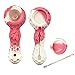 Unbreakable Honeycomb Silicone Straws Built-in Cleaner Spoon& Bowl (Pink White)