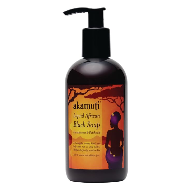 Akamuti Liquid African Black Soap 250ml with frankincense and patchouli