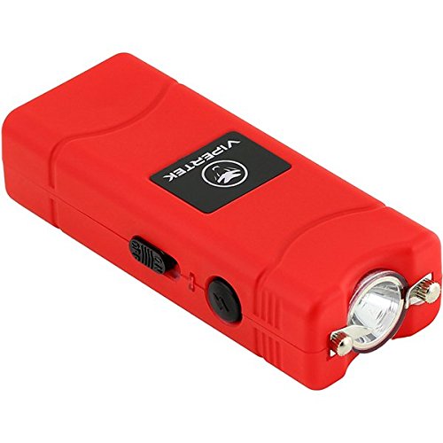 VIPERTEK VTS-881 - 7 Billion Micro Stun Gun - Rechargeable with LED Flashlight, Red