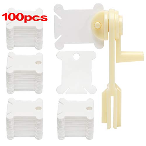 UOOU 100 Pieces Plastic Bobbins, Card Thread Holder Embroidery Thread Cards Cross Stitch Bobbins with Floss Winder for Embroidery Floss Cotton Thread Organizer - Thumbnail 6