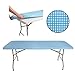 Tablecloth for 6ft folding table -Fitted Rectangular Table Cloth for 6 Foot – size 30 x 72 inch - Plastic Vinyl Flannel Backed With Elastic Rim- For Christmas|Parties - by ATK ( BLUE CHECKERED)