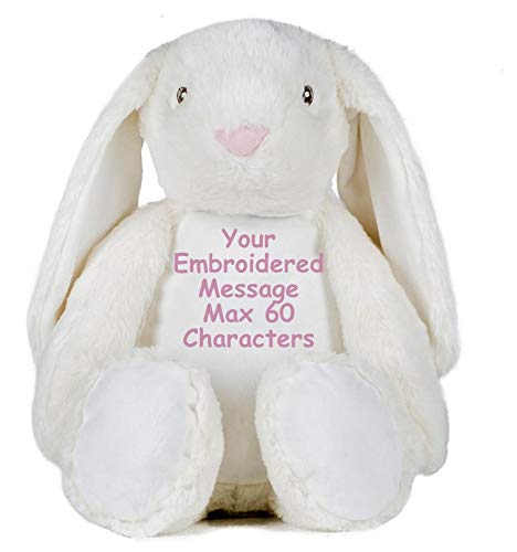Mumbles Personalised Teddy Bear Bunny Rabbit Newborn, Baby Shower, Flower Girl, Bridesmaid, Pageboy, Wedding,1st Birthday, Memory Christening Gift Keepsake Large 45 cm Teddy - EASY TO CUSTOMIZE