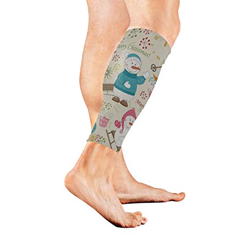 Leg Sleeve Playing Snowman Compression Socks Support Non Slip Calf Sleeves Pads - Improve Circulation for Shin Splint, Calf Pain Recovery, Running, Cycling, Travel, 1 Pair