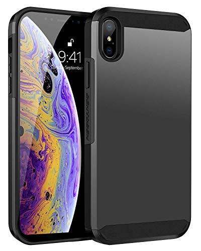 BENTOBEN iPhone Xs Max Case, iPhone Xs Max 6.5" Phone Case, Slim Dual Layer Protective Soft TPU Hard PC Shockproof Anti Scratch Shatterproof Sturdy Strong Cover for Apple iPhone Xs Max, Gray/Black