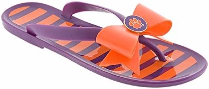 LillyBee University Officially Licensed Clemson University Tigers Women's Jelly Flip Flop,Purple/Orange, 8M