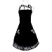 Hyzrz Cute retro Aprons with Pockets for Women Girls Vintage Kitchen Cooking Apron for Mother Gift (Black)