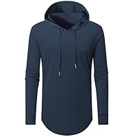Aiyino Mens Hipster Hip Hop Long Sleeve Longline Pullover Hoodies Shirts (US M, 04 Navy)