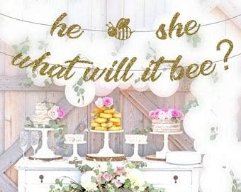 He She What Will It Bee What Will It Bee Banner Gender Reveal Banner Bee Theme Gender Reveal Bee Theme Baby Shower Baby Shower Banner