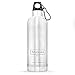 Futurepace Tech Brushed Silver Stainless Steel Water Bottle 20oz BPA Free Cold or HOT for Hours, Box - for Office Gym Fitness, Cycling, Running, Travel, Also See Our Packs