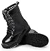 DADAWEN Boy's Girl's Waterproof Outdoor Combat Lace-Up Side Zipper Mid Calf Boots Black US Size 2 M Little Kid
