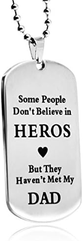 LITTONE To DAD Dogtag Mens Pendant Necklace Stainless Steel Dog Tag Family Love Gift Words For Dad With 24" Wheat Chain (ALITIONEOO3-C)
