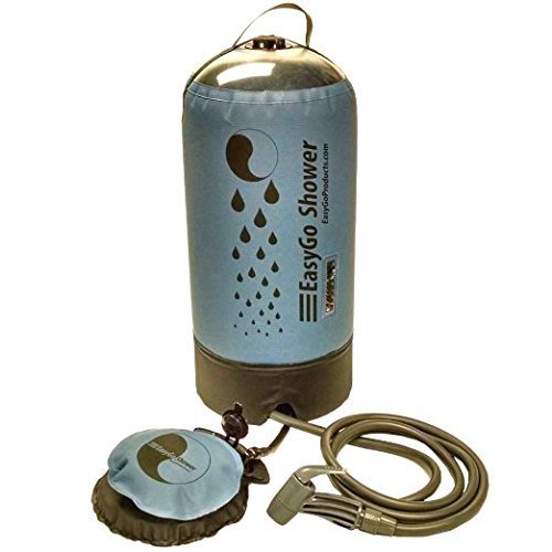 EasyGo Products - 2016 Model Pressurized Solar Camping & Rinse Shower, Great for Camping, Rinsing, Backpacking, Surfing, Paddle Boarding, Beaches, Hiking, 2.9 gallon