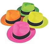 Fun Express Neon Color Plastic Gangster Hats - 12 Piece Pack