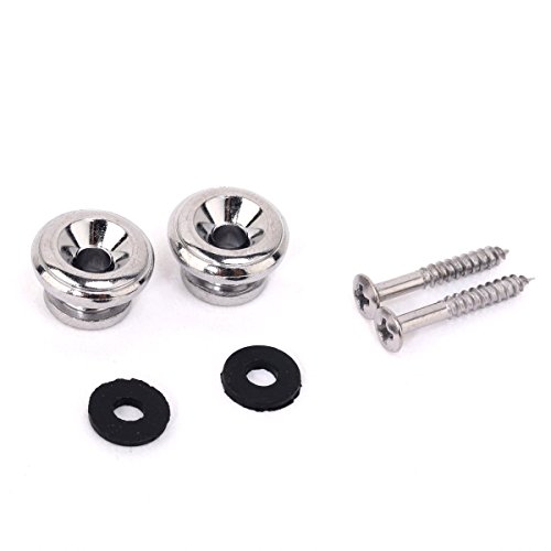 Chrome Guitar Strap Buttons With Screws And Pads Two End Pin Acoustic Electric