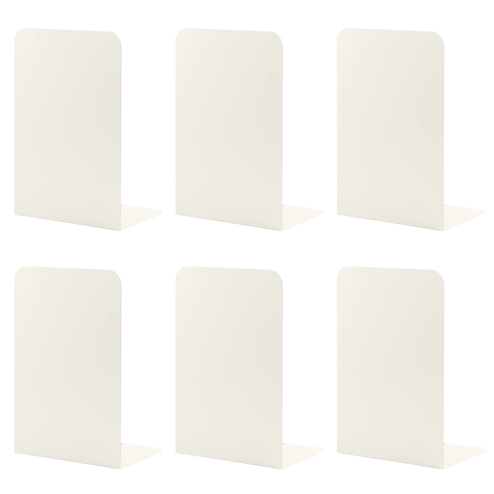 3 Pairs Book Ends for Shelves, MSDADA Heavy Duty Bookends for Office, School&Home, Metal Bookends for Heavy Books, Anti Slip Book Shelf Holder Bookend Supports Book Stoppers(Beige)