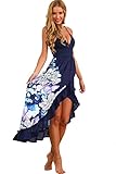 Voinnia® Women Spaghetti Strap Irreugular Ruched Hem Beach Causal Dress