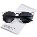 Duduma Polarized Fashion Aviator Sunglasses with Full Metal Crossbar Frame for Women and Men 8027(Black frame,Smoke lens)