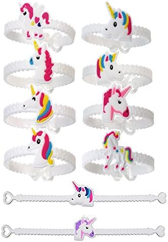 Unicorn Novelty Toy Wristband Birthday Party Favors Supplies for Kids Girls, Emoticon Toys Prizes Gifts, Rubber Band Bracelet 30 Pack